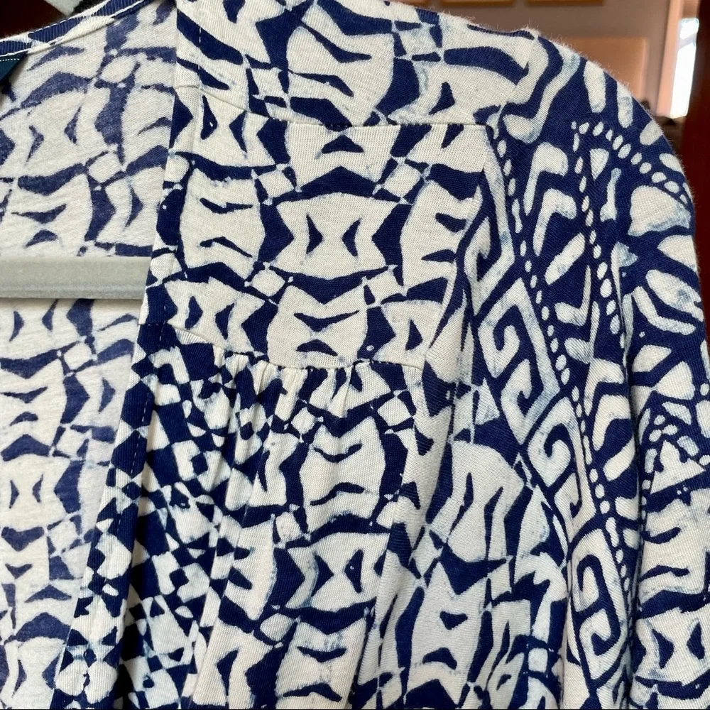 Lucky Brand Boho Blue & Cream Geometric Print Wrap Maxi Dress Size Small - Picture 6 of 11